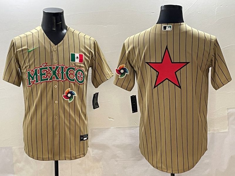 Men Mexico Blank Brown Stripe Joint Name 2025 Nike MLB Jersey style 8